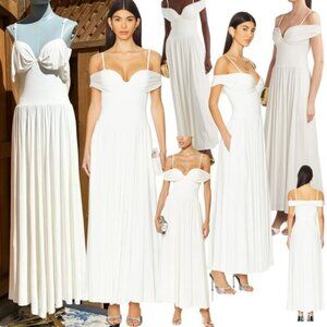 🆕 SIMKHAI 🧿 NWOT Amarantha Off The Shoulder Draped Maxi Dress, Ivory - Sz XL